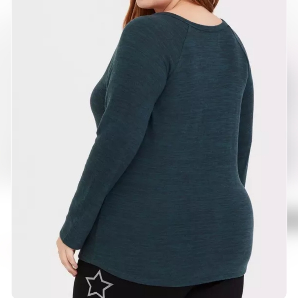Torrid 1 Plush Snap Henley Long Sleeve Raglan Tee - Picture 2 of 7